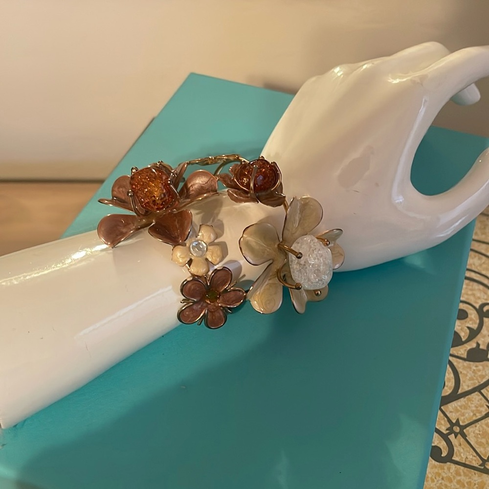 Large Flower Statement Cuff w/Crystals